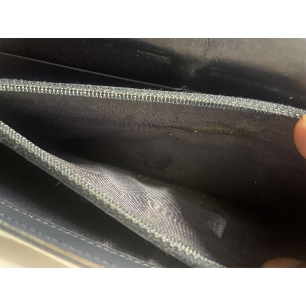 CHRISTIAN DIOR Blue Oblique Jacquard Logo Zip Around Long Wallet Vintage - Picture 7 of 8